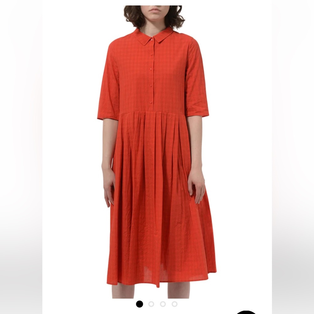 ApuntoB P1452 dress (small) poppy - orange a-line collared midi dress summer